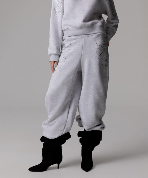 PANTALONE JOGGER WIDE LEG CON STRASS