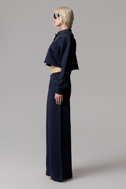 Felpa elegante con bottoni e colletto in maglia per outfit casual chic