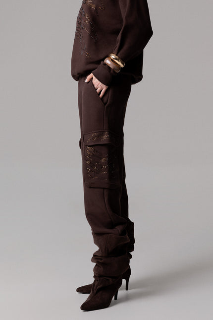 ALT Text: Applicazione animalier style PANTALONE CARGO CON STRASS MOTIVO TIGRE for women