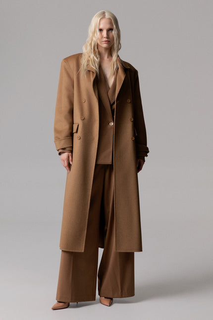 ALT Text: CAPPOTTO OVERSIZE 100% LANA CON SCIARPA REMOVIBILE for Sale