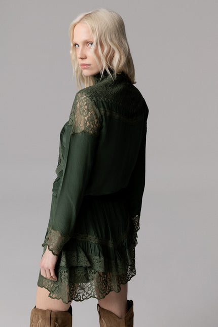 ALT Text: Elegant Italian PANTAGONNA CON RICAMO IN PIZZO 100% VISCOSA for special occasions