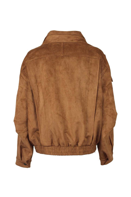 ALT Text: Fall / Winter 2027 GIACCA/BOMBER OVER IN ECOSUEDE AEOD0066 with colletto a camicia e zip a doppio cursore for women