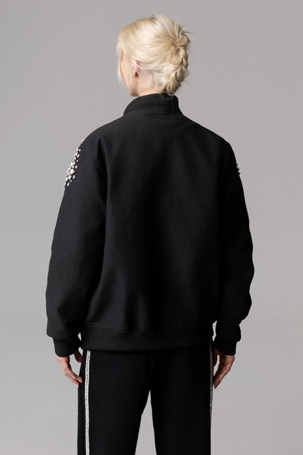 ALT Text: NERO BOMBER PREZIOSO IN COTONE RICAMATO A MANO for women