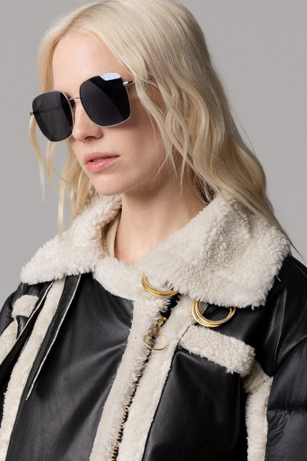 ALT Text: NERO MONTONE VERA PELLE FIT OVERSIZE for women