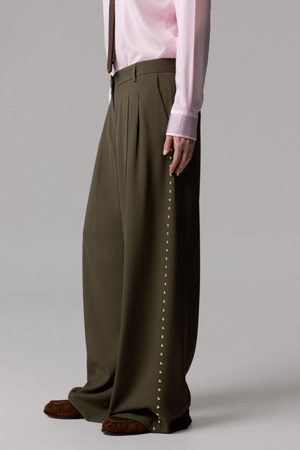 ALT Text: PANTALONE PINCES WIDE LEG CON BORCHIE for Sale