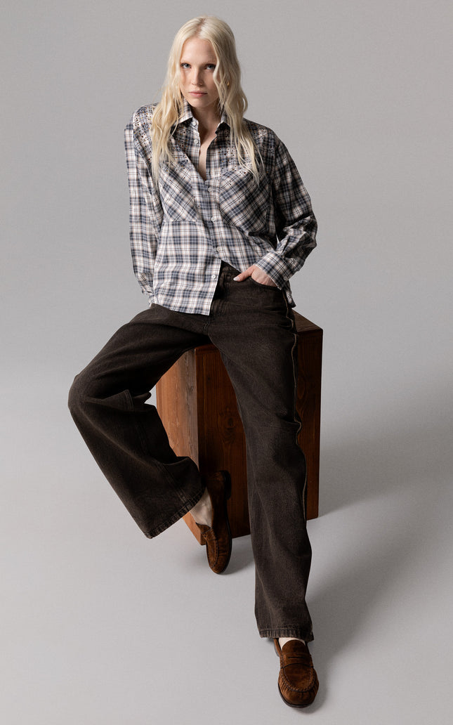 ALT Text: PANTAPALAZZO DENIM TINTO VINTAGE for Sale