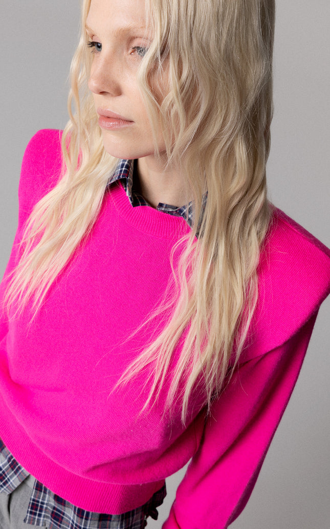 ALT Text: Rosa CAMICIA MOTIVO CHECK E STRASS SU TASCHE for women