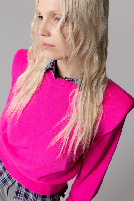 ALT Text: Rosa CAMICIA MOTIVO CHECK E STRASS SU TASCHE for women