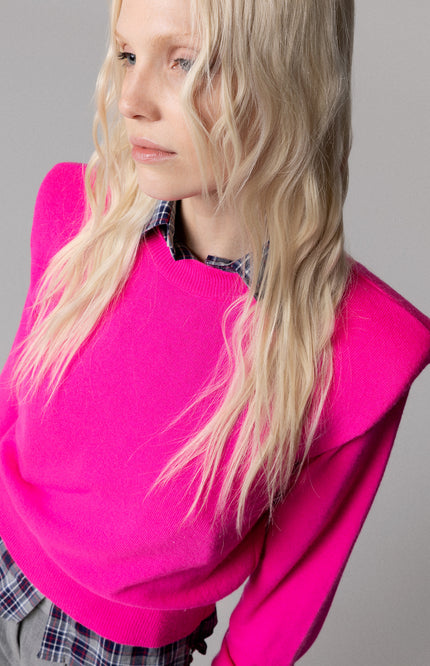 ALT Text: Rosa CAMICIA MOTIVO CHECK E STRASS SU TASCHE for women