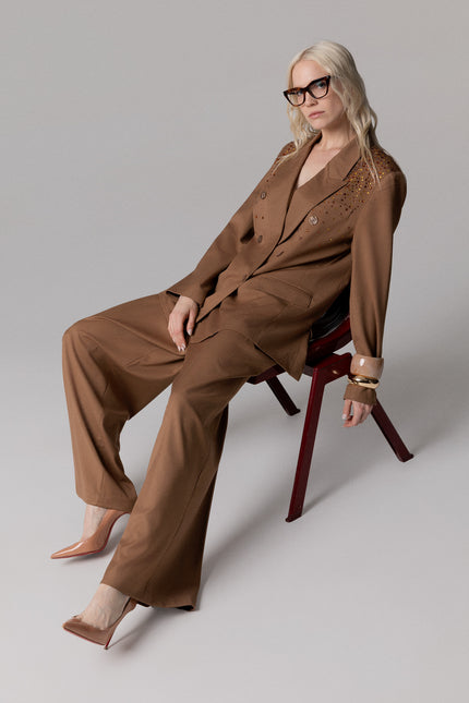 ALT Text: Tailored Italian BLAZER LAURENT DOPPIOPETTO CON PIOGGIA STRASS for elegant look