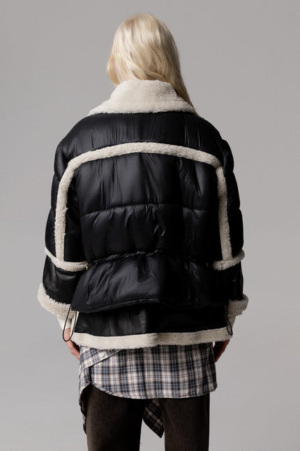 ALT Text: Trendy aviator-biker style MONTONE VERA PELLE FIT OVERSIZE for winter look
