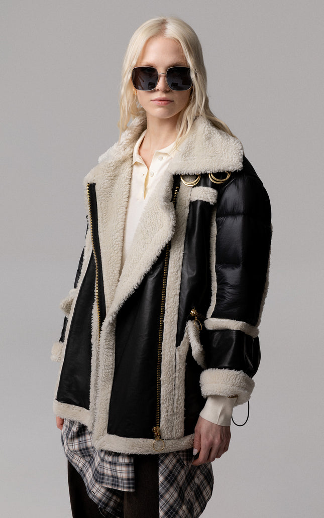 ALT Text: Vera pelle e shearling con fodera interna style MONTONE VERA PELLE FIT OVERSIZE for women