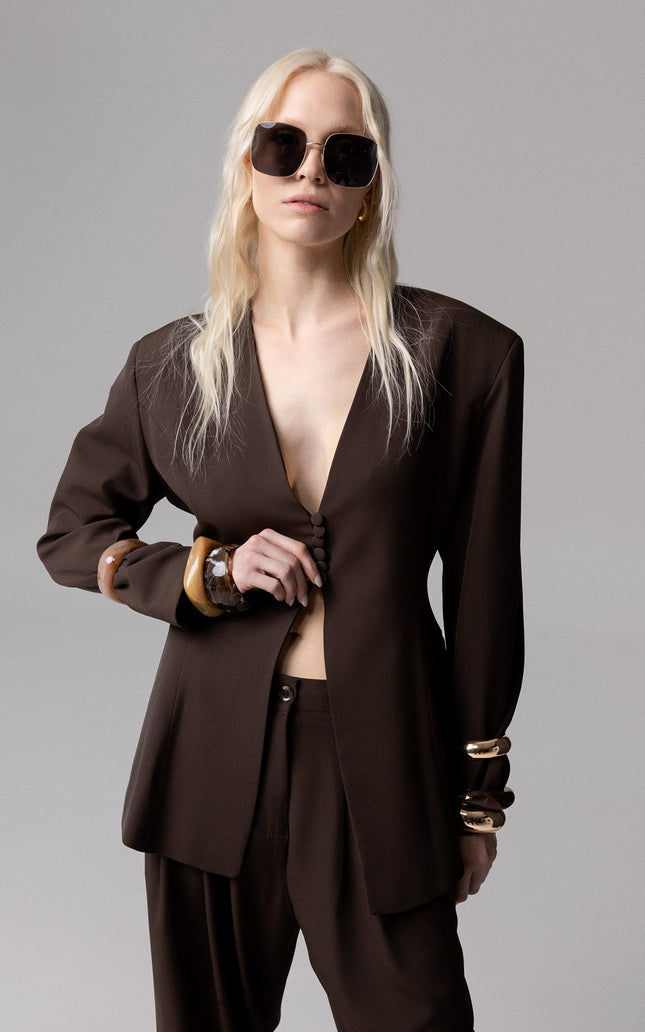 ALT Text: Women's BLAZER GIADA A CLESSIDRA CON SCOLLO A V AEOD0059