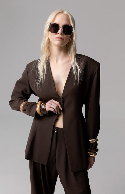 ALT Text: Women's BLAZER GIADA A CLESSIDRA CON SCOLLO A V AEOD0059