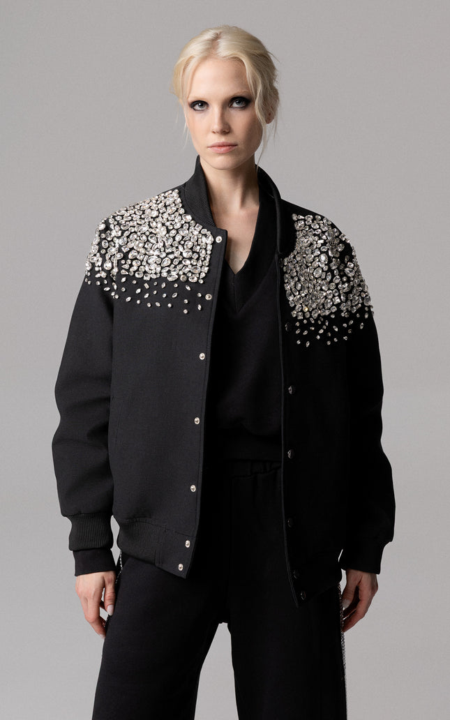 ALT Text: Women's BOMBER PREZIOSO IN COTONE RICAMATO A MANO AEOD0070