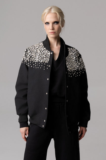 ALT Text: Women's BOMBER PREZIOSO IN COTONE RICAMATO A MANO AEOD0070