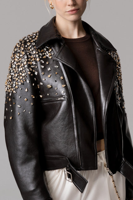 ALT Text: Women's GIUBBINO ECOPELLE PIETRE E STRASS
