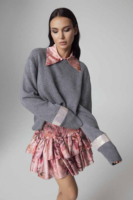 ALT Text: Women's GONNA CORTA A BALZE E LAVORAZIONE PUNTO SMOCK AEOD0054