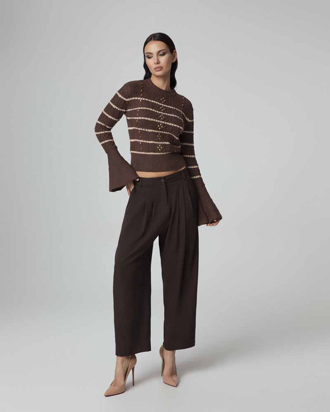 ALT Text: Women's MAGLIA CROPPED LAVORAZIONE TRECCIA CON CRISTALLI AEOD0064