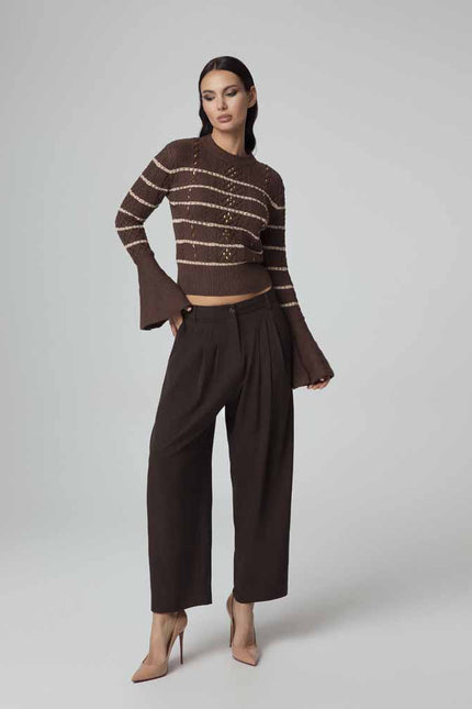 ALT Text: Women's MAGLIA CROPPED LAVORAZIONE TRECCIA CON CRISTALLI AEOD0064