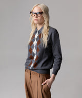 MAGLIA POLO CON INTARSIO ROMBI E CRISTALLI