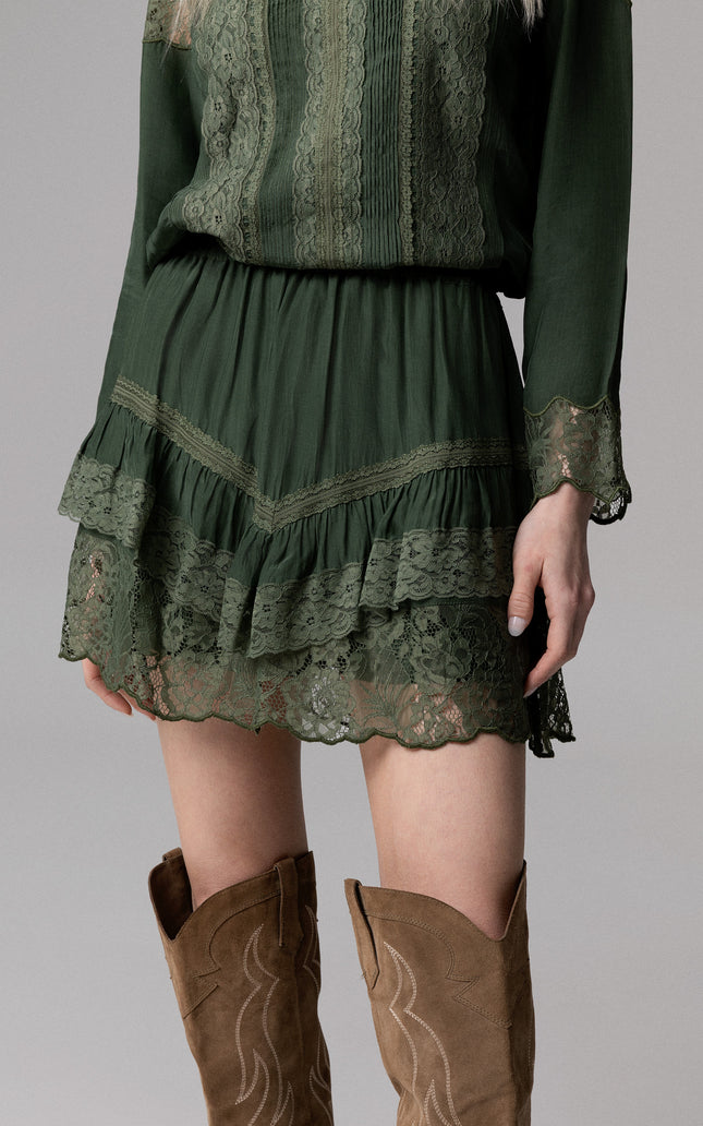 ALT Text: Women's PANTAGONNA CON RICAMO IN PIZZO 100% VISCOSA AEOD0048