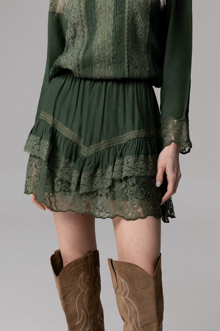 ALT Text: Women's PANTAGONNA CON RICAMO IN PIZZO 100% VISCOSA AEOD0048