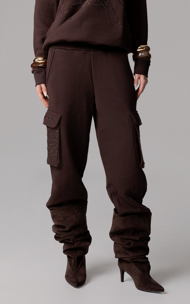 ALT Text: Women's PANTALONE CARGO CON STRASS MOTIVO TIGRE AEOD0063