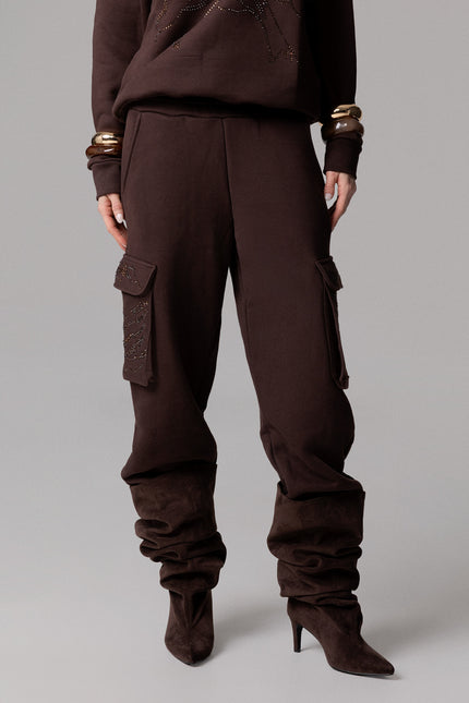 ALT Text: Women's PANTALONE CARGO CON STRASS MOTIVO TIGRE AEOD0063