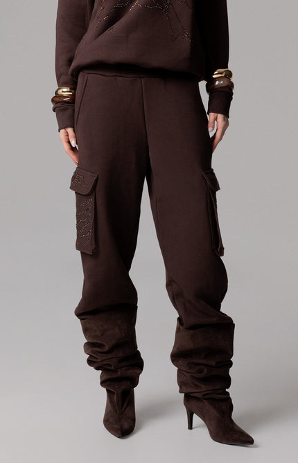 ALT Text: Women's PANTALONE CARGO CON STRASS MOTIVO TIGRE AEOD0063