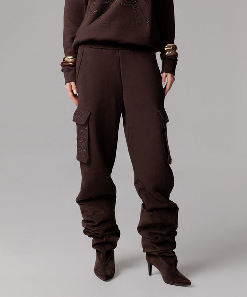 PANTALONI CARGO 100% COTONE CON STRASS MOTIVO TIGRE