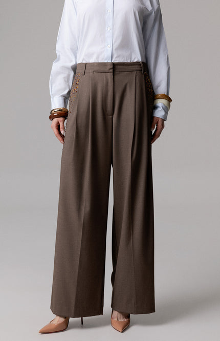 ALT Text: Women's PANTALONE SARTORIALE CON PINCES CRISTALLI AEOD0026