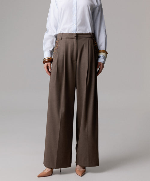 PANTALONE SARTORIALE CON PINCES CRISTALLI