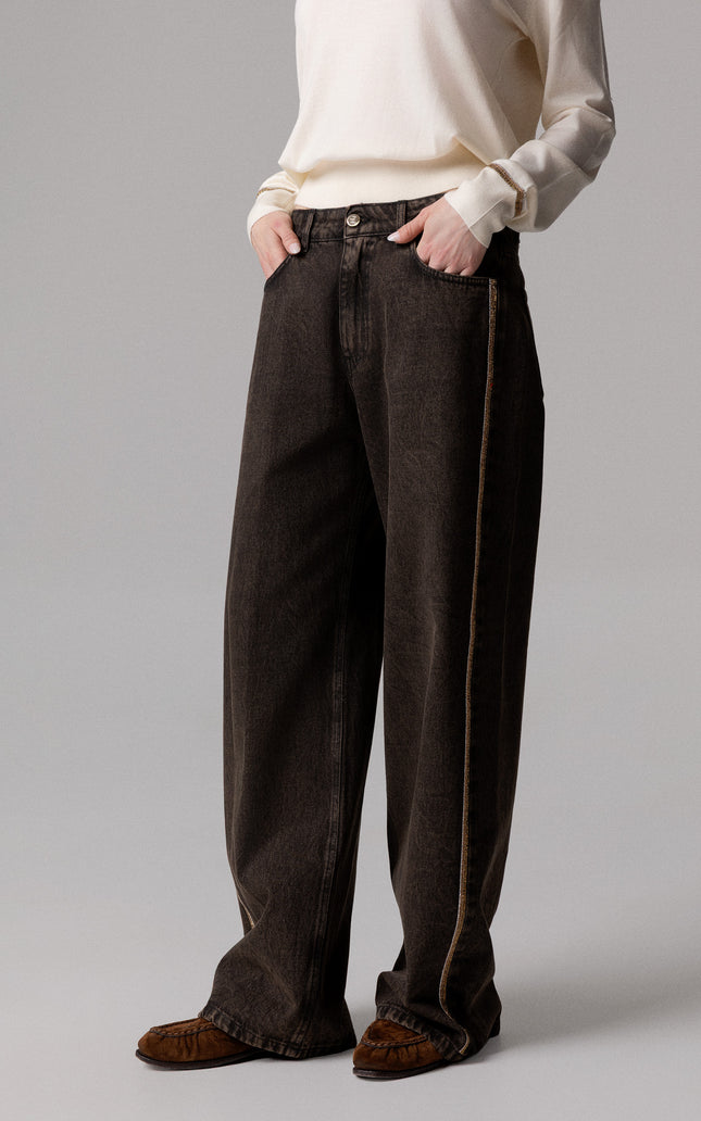 ALT Text: Women's PANTAPALAZZO DENIM TINTO VINTAGE AEOD0044
