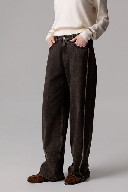ALT Text: Women's PANTAPALAZZO DENIM TINTO VINTAGE AEOD0044