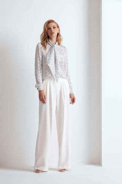 Camicia Fiocco Fit A Pois Pantalone wide leg da donna elegante a gamba larga e vita alta.