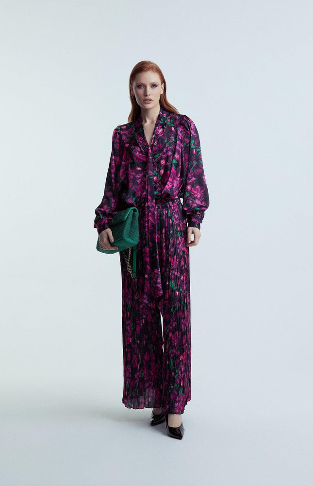 COORDINATO BLUSA AMPIA E PANTALONE PLISSETTATO A PALAZZO STAMPA FLOREALE