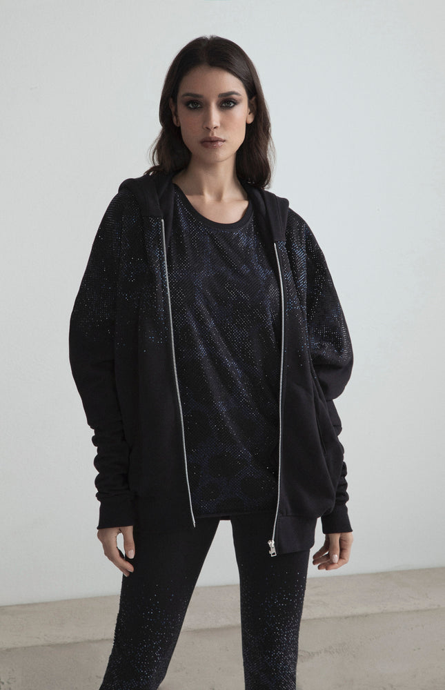 CAPPA/GIACCA CON ZIP CAPPUCCIO E STRASS