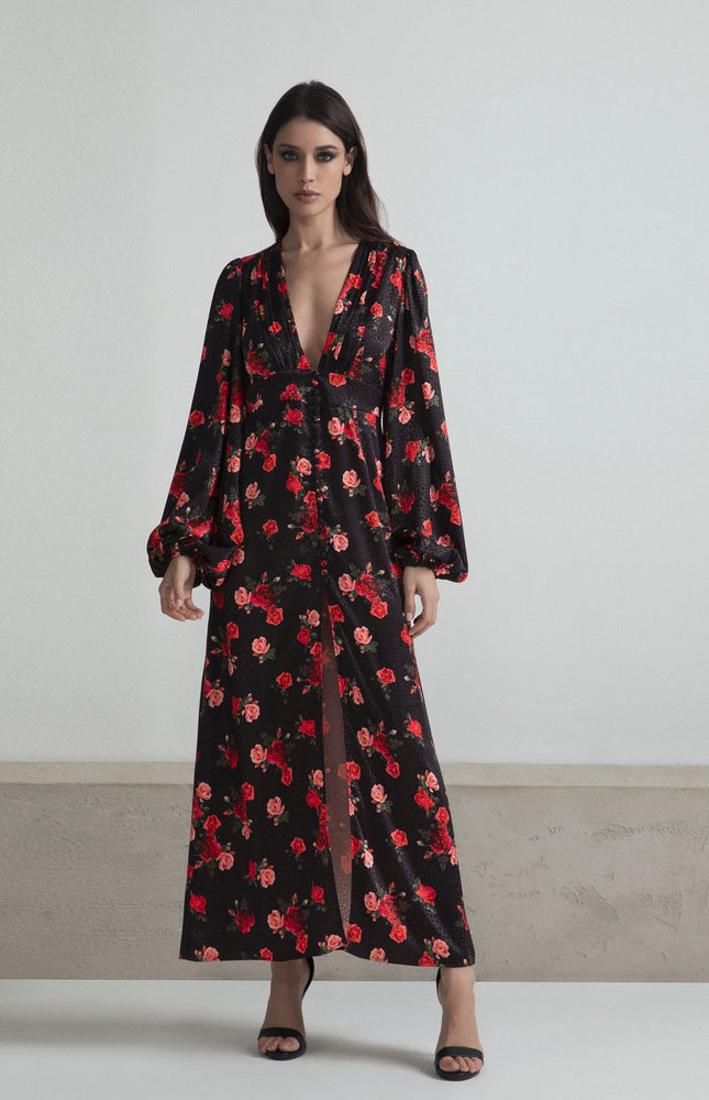 ABITO MIDI CON SPACCO DAVANTI E BOTTONI