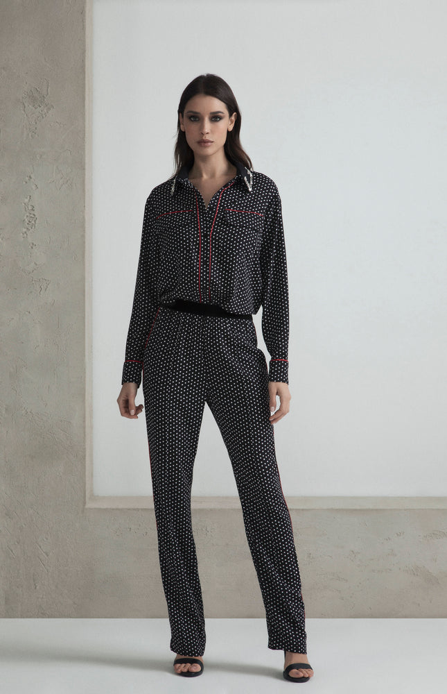 CAMICIA IN VISCOSA NORMAL FIT CON PIPING