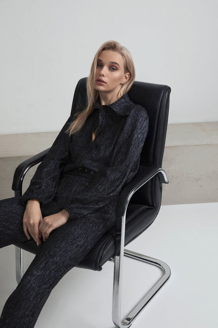 LAME' SHIRT WITH PUFFED SLEEVES AND COLLAR