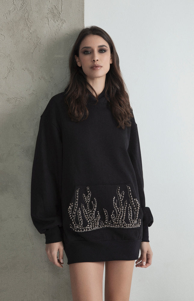 ABITO FELPA FLAME CON CAPPUCCIO E TASCHE