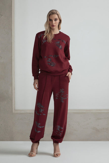 REGULAR FIT BLACK RHINESTONE SWEATSHIRT WITH CAMOUFLAGE PATTERN