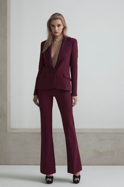 GIACCA SFIANCATA MONOPETTO TESSUTO TECNICO CON REVERS FULL STRASS