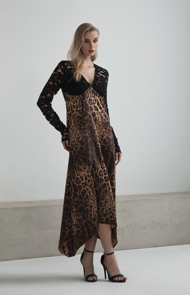 ABITO MIDI COMBINATO IN PIZZOE VISCOSA