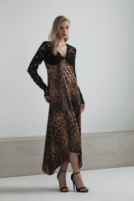 MIDI DRESS IN LACE AND VISCOSE