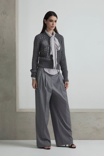 CHIFFON SHIRT WITH BOW AND TRANSPARENT EFFECTS