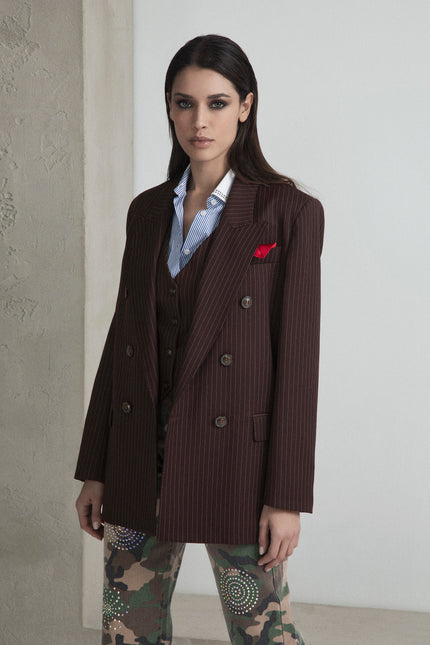 BLAZER SARTORIALE DOPPIOPETTO TRAMA GESSATA