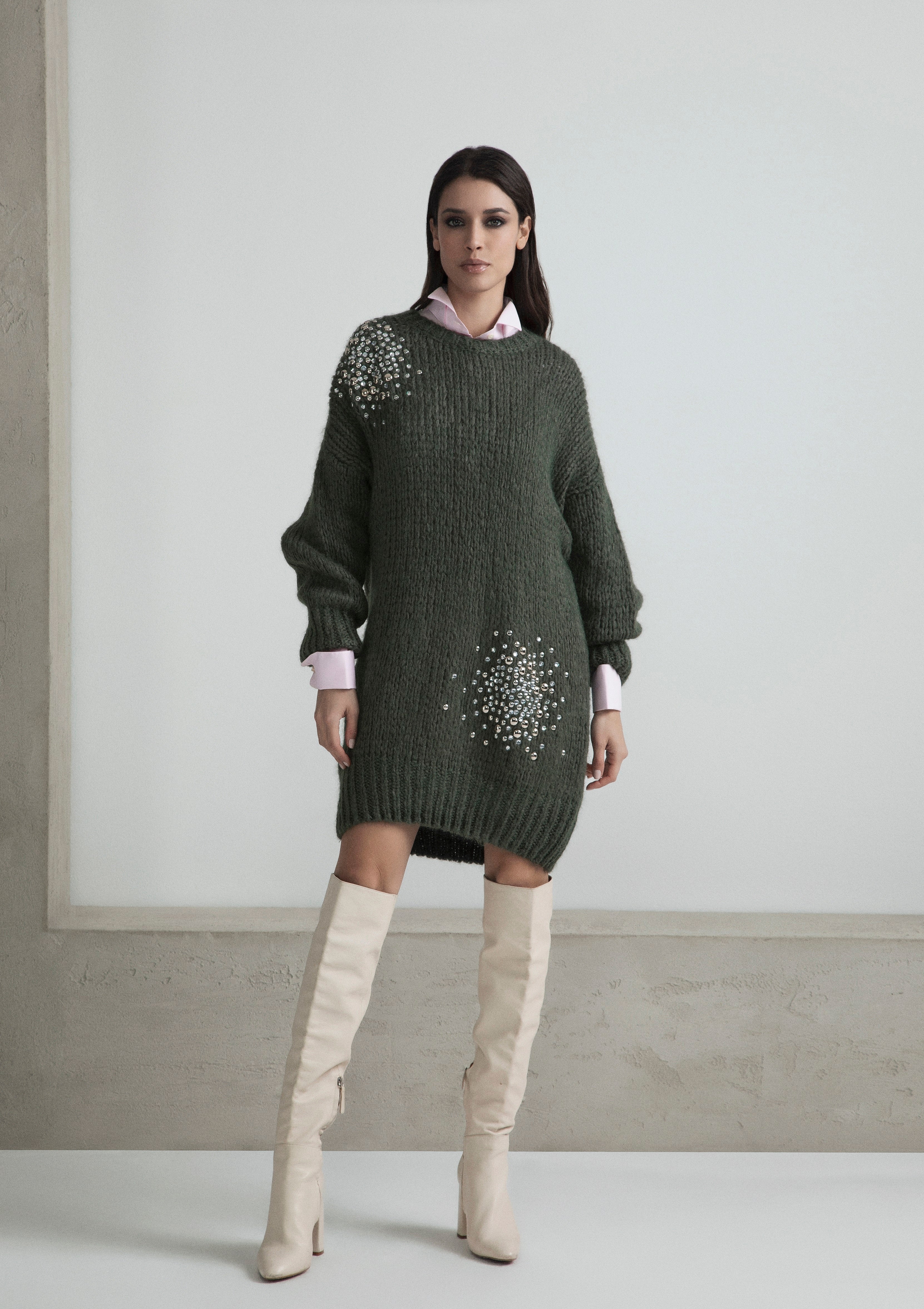 MAXI PULL IN MOHAIR CON APPLICAZIONE BIG BANG STRASS BORCHIE