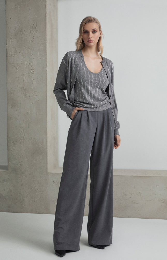 PANTALONE WIDE LEG GAMBA DRITTA E STASCHE